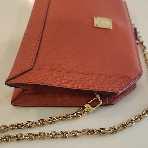 MCM Slim 3 Way Crossbody Bag Gold Chain. Gorgeous Coral Color! - Picture 5 of 12
